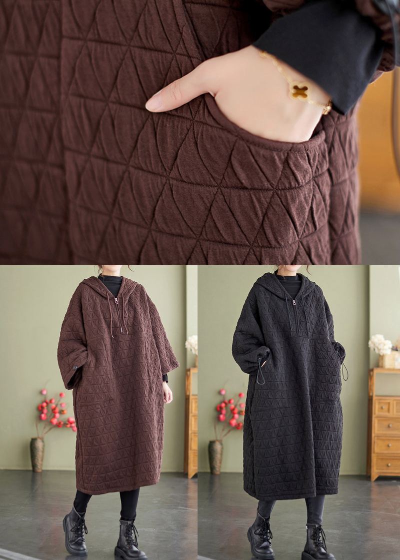 Poches De Café Patchwork Robes Remplies De Coton Fin À Capuche Hiver - Doudounes femmes