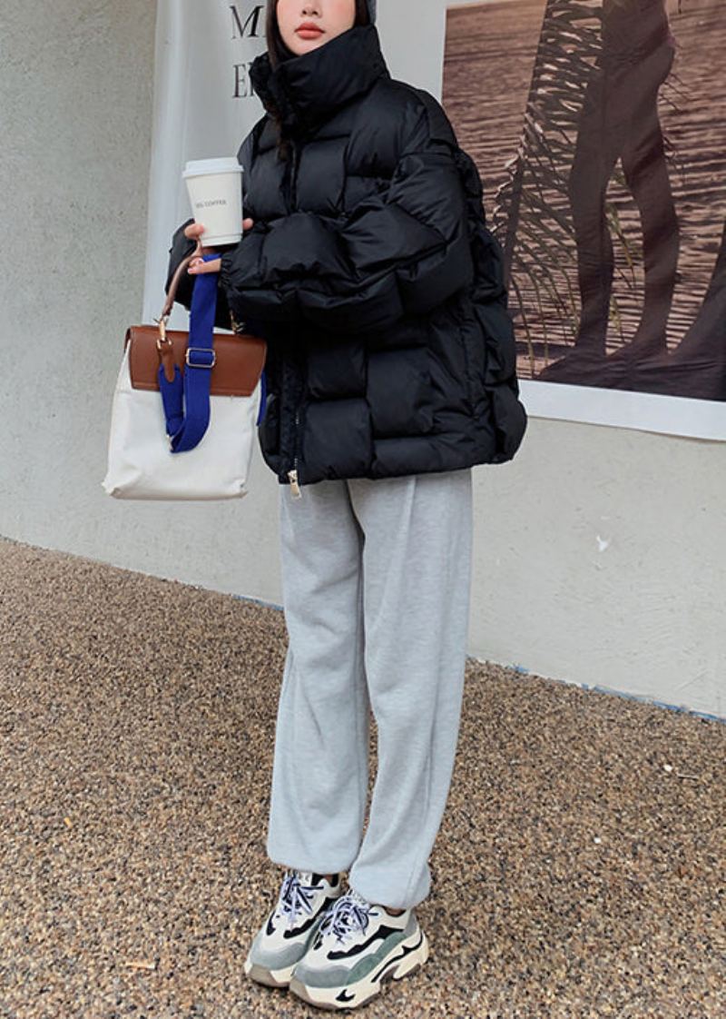 Poches Surdimensionnées Parka Des Femmes Remplies De Coton Fin Chaud Noir - Doudounes femmes