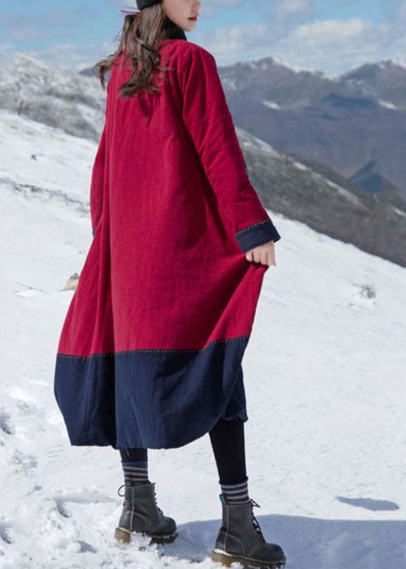 Robe D'hiver En Fausse Fourrure De Peluche Brodée Rouge Italien En Coton Fin - Doudounes femmes