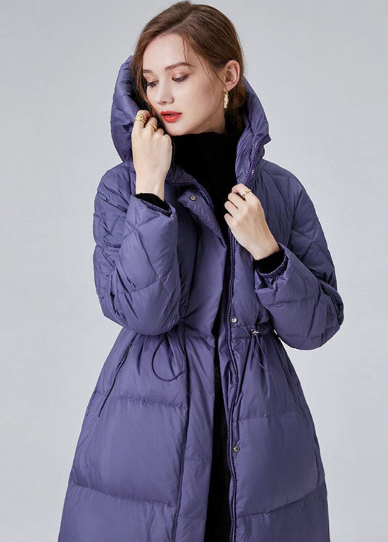 Style Violet À Capuche Cordon De Serrage En Duvet De Canard Doudoune Hiver