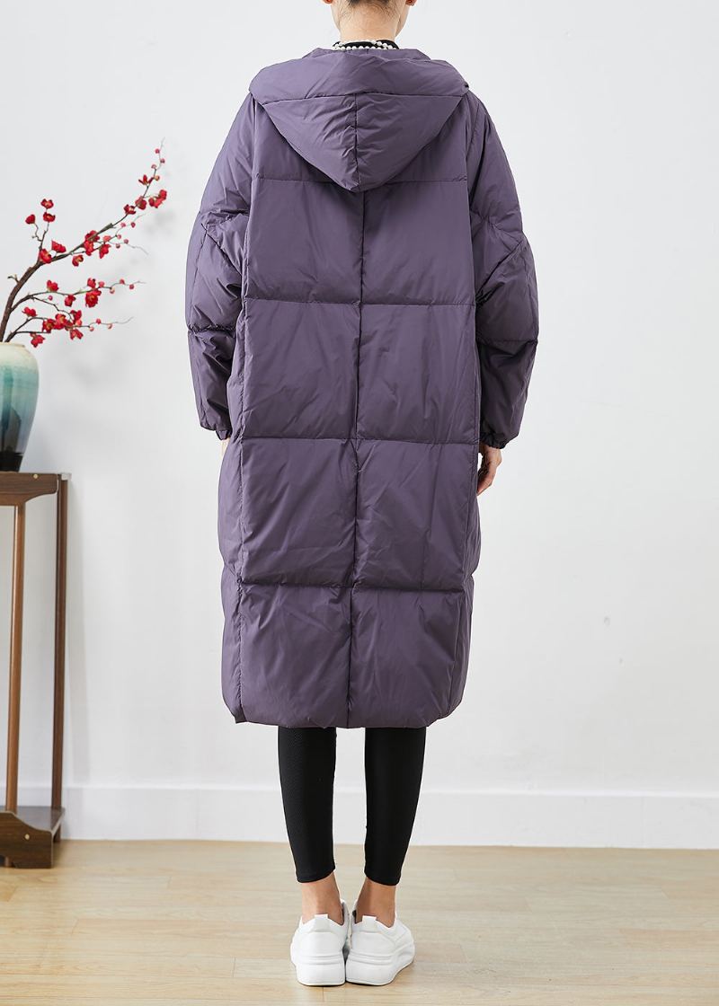 Style Violet Surdimensionné Grandes Poches Doudoune De Canard Chaude En Hiver - Doudounes femmes