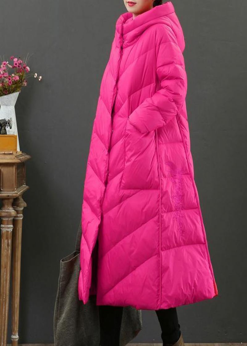 Trench Oversize Femme Manteau D'hiver Rose Poches À Capuche En Laine - Rose