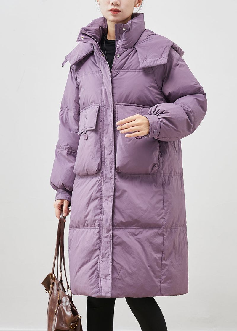 Unique Violet Poches À Capuche Duvet De Canard Doudoune Hiver - Doudounes femmes