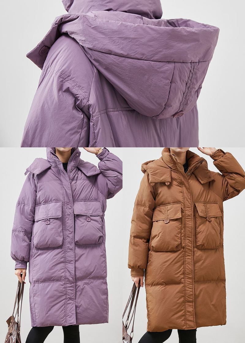 Unique Violet Poches À Capuche Duvet De Canard Doudoune Hiver - Doudounes femmes