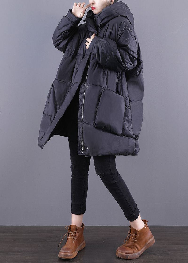 Veste Ample Noire À Capuche Avec Poches Et Cordon De Serrage En Duvet De Canard Canada Goose Pour L'hiver - Doudounes femmes