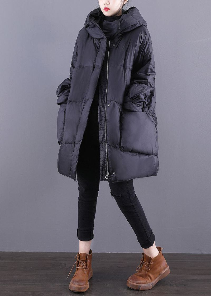 Veste Ample Noire À Capuche Avec Poches Et Cordon De Serrage En Duvet De Canard Canada Goose Pour L'hiver - Doudounes femmes