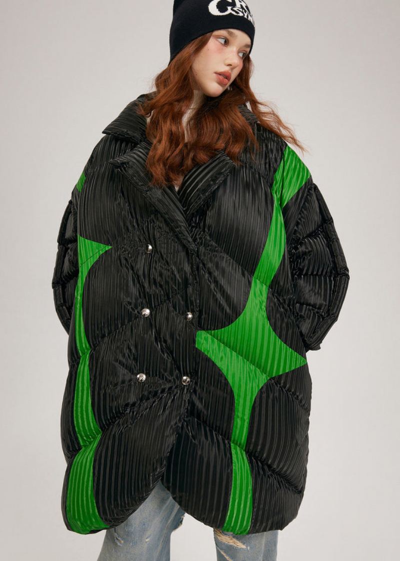 Veste Bouffante En Duvet De Canard Asymétrique Noir Design Original Patchwork Hiver - Doudounes femmes