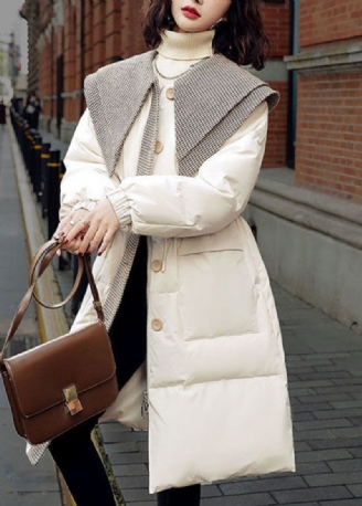 Veste Bouffante En Duvet De Canard Blanc Chic Avec Col Peter Pan Et Boutons À Manches Longues