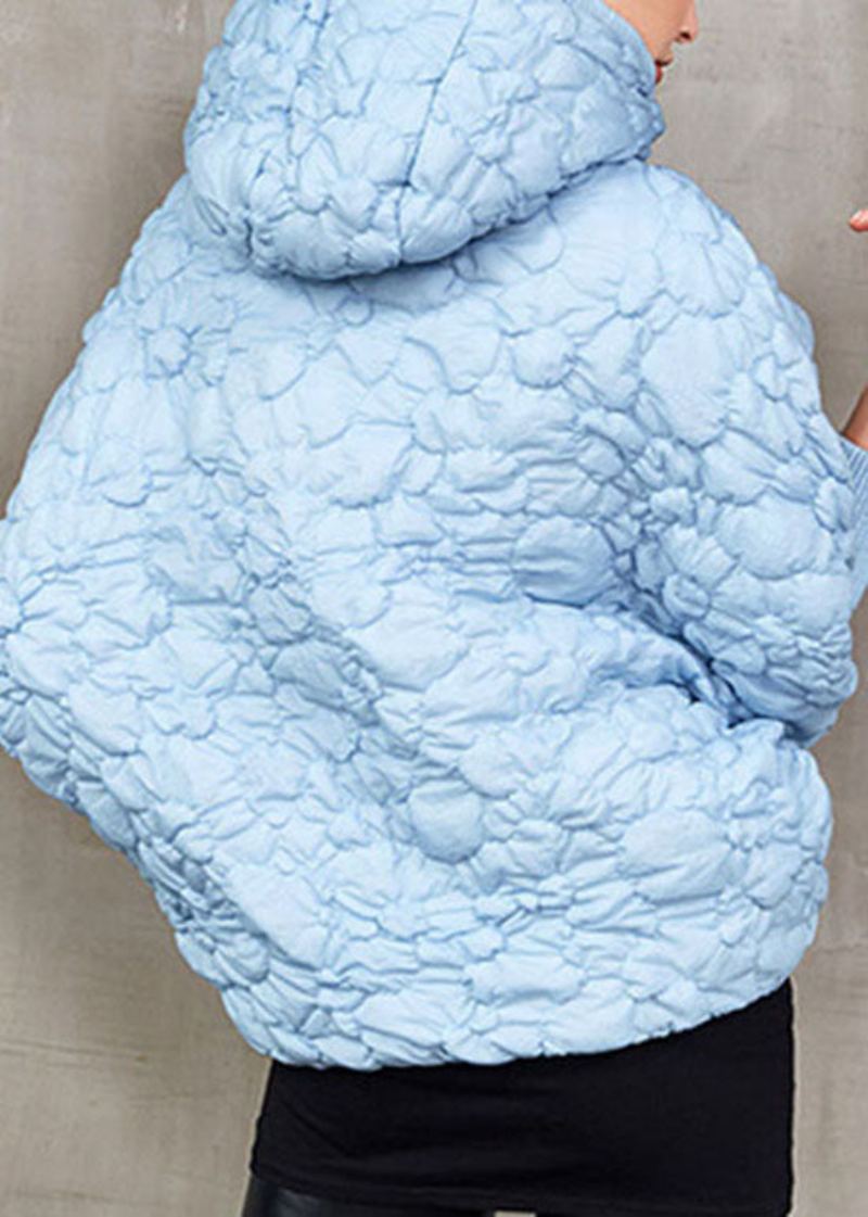 Veste Bouffante En Duvet De Canard Bleu À Capuche Décontractée À La Mode Hiver - Bleu