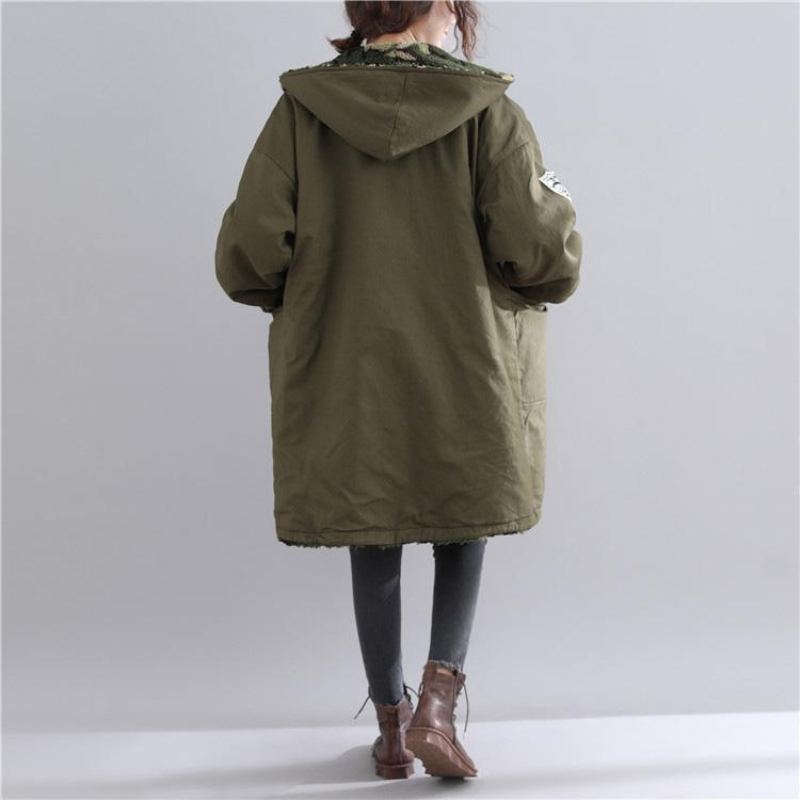 Veste À Capuche Décontractée Parka Vert Armée Poches Fines Vêtements D'extérieur Nouvelle Collection - Vert Armée