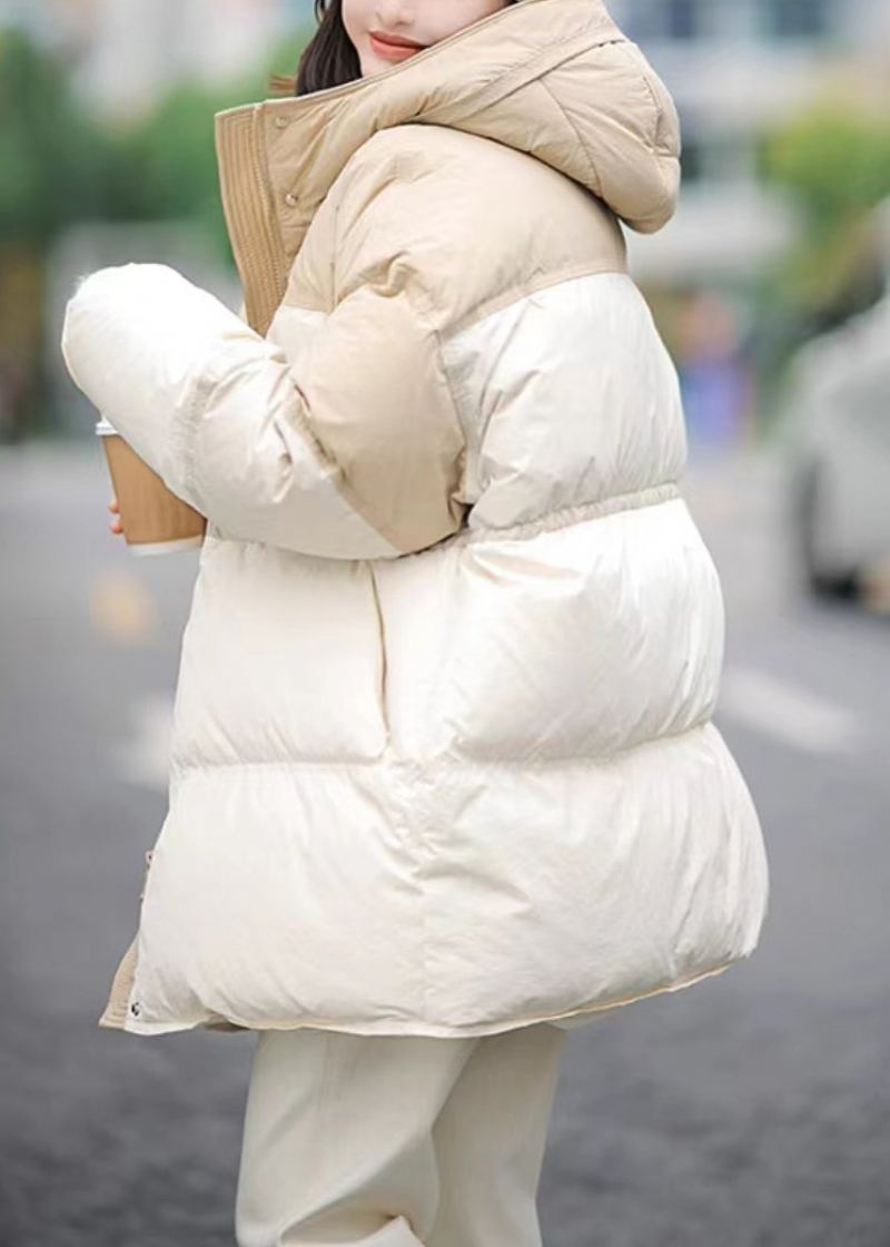 Veste À Capuche En Duvet De Canard Vert Italien Avec Fermeture Éclair En Patchwork Pour L'hiver - Doudounes femmes