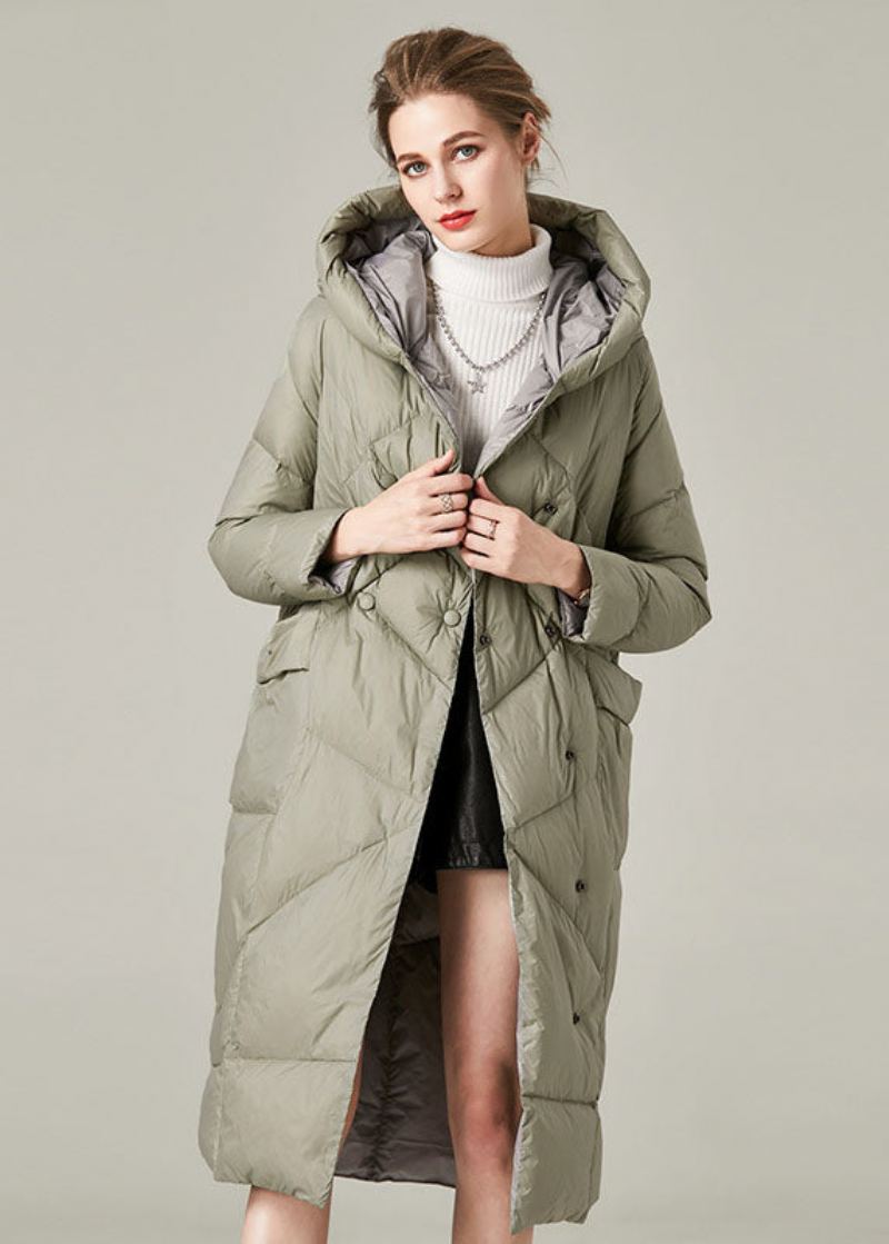 Veste À Capuche Verte Biologique Avec Poches Et Boutons En Duvet De Canard Chaud Canada Goose Pour L'hiver