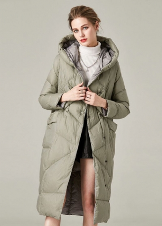 Veste À Capuche Verte Biologique Avec Poches Et Boutons En Duvet De Canard Chaud Canada Goose Pour L'hiver