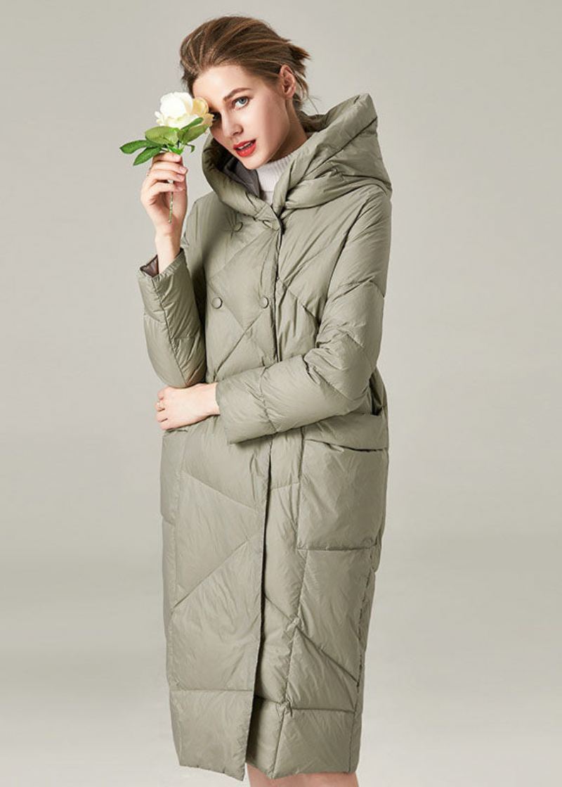 Veste À Capuche Verte Biologique Avec Poches Et Boutons En Duvet De Canard Chaud Canada Goose Pour L'hiver - Doudounes femmes