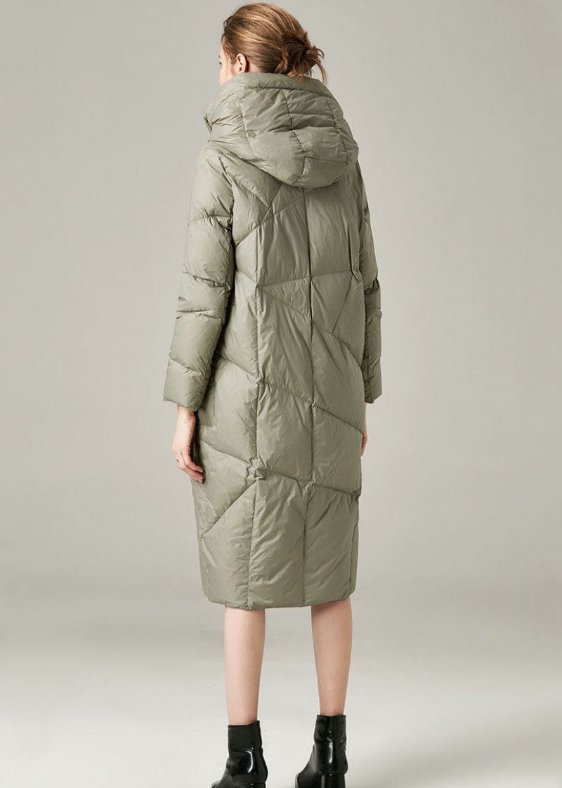 Veste À Capuche Verte Biologique Avec Poches Et Boutons En Duvet De Canard Chaud Canada Goose Pour L'hiver - Doudounes femmes