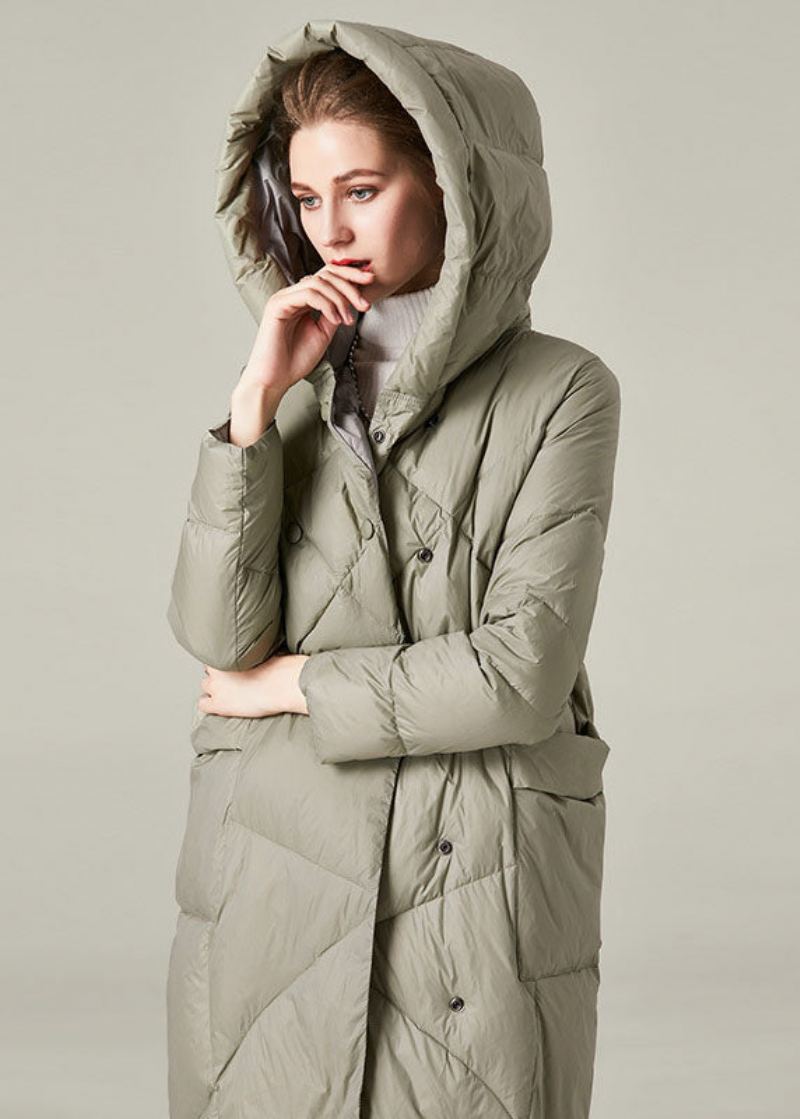 Veste À Capuche Verte Biologique Avec Poches Et Boutons En Duvet De Canard Chaud Canada Goose Pour L'hiver - Doudounes femmes