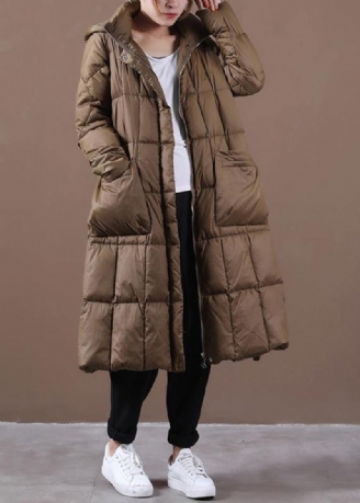 Veste En Coton De Grande Taille À La Mode Vêtements D'extérieur D'hiver Manteau En À Capuche Et Fermeture Éclair Chocolat