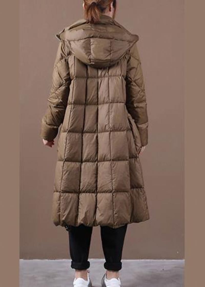 Veste En Coton De Grande Taille À La Mode Vêtements D'extérieur D'hiver Manteau En À Capuche Et Fermeture Éclair Chocolat - Doudounes femmes