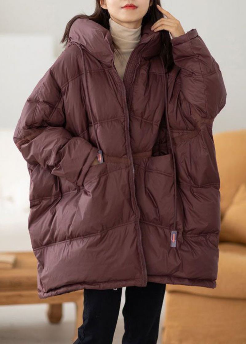 Veste Décontractée À Capuche Chocolat Surdimensionnée Avec Cordon De Serrage Et Manches Chauve-souris Épaisses Canada Goose