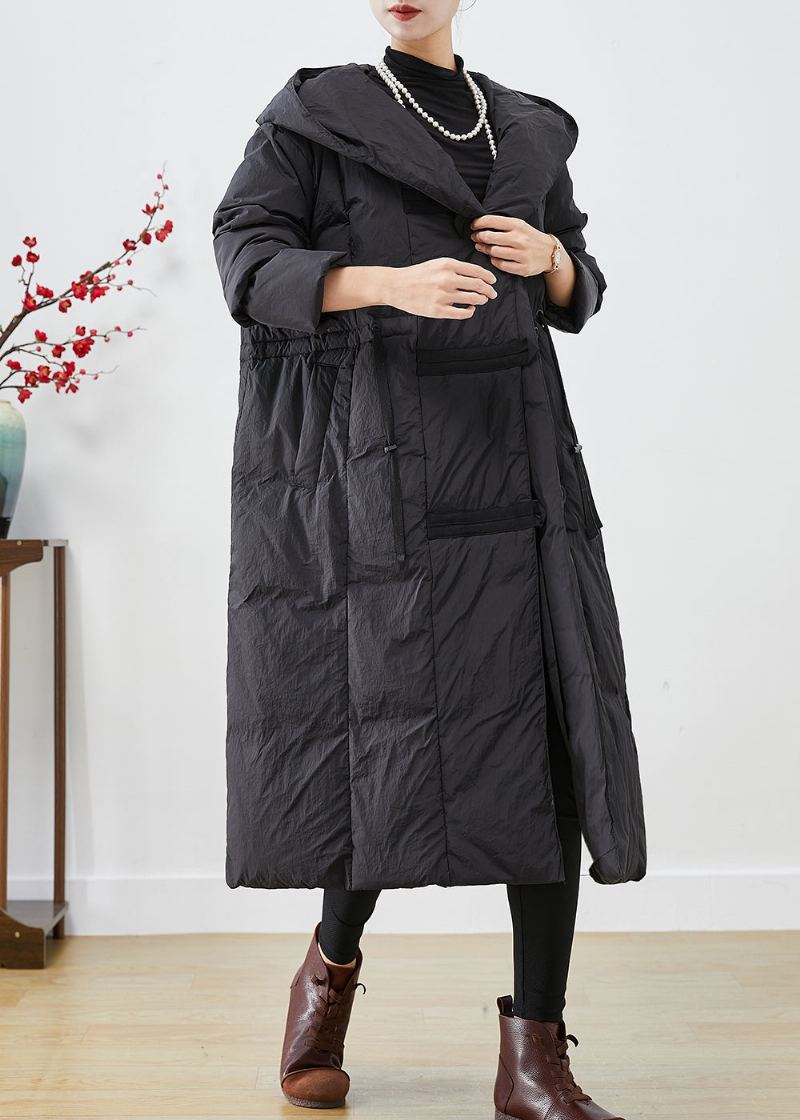 Veste En Duvet De Canard Noire Surdimensionnée En Patchwork De Grande Taille En Hiver - Doudounes femmes