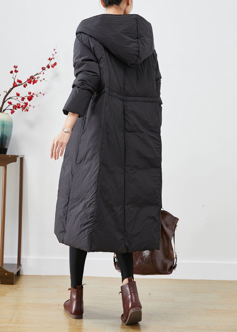 Veste En Duvet De Canard Noire Surdimensionnée En Patchwork De Grande Taille En Hiver - Doudounes femmes