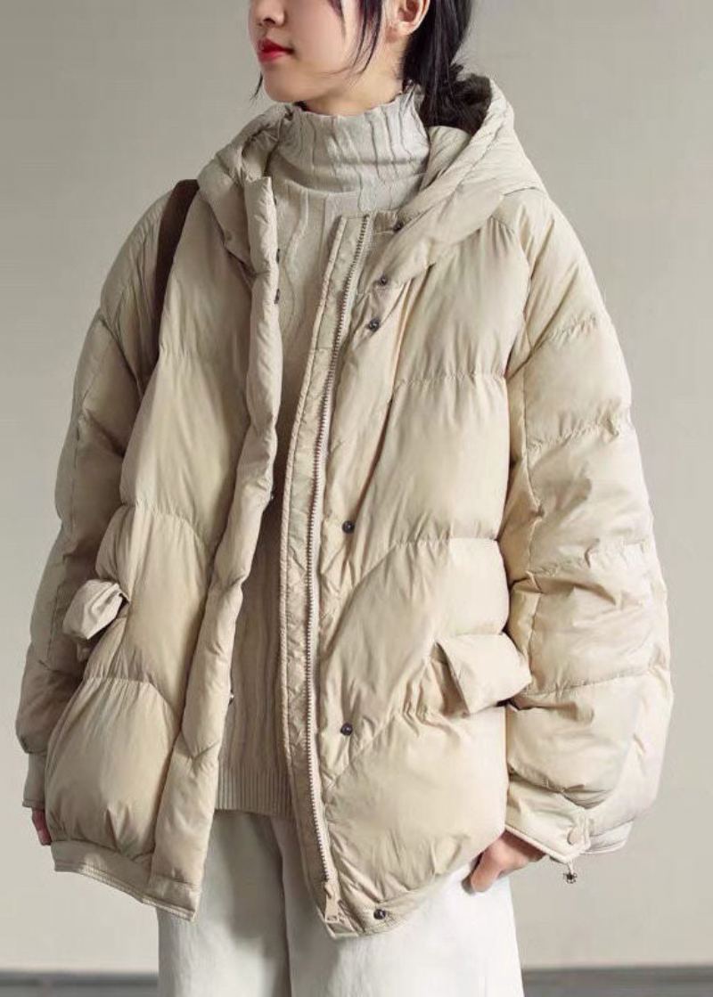 Veste En Duvet De Canard Surdimensionnée Beige Italienne À Fermeture Éclair En Hiver - Beige