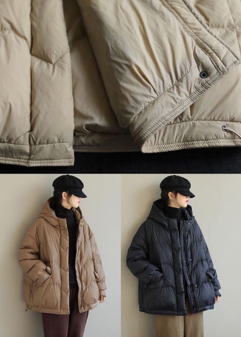 Veste En Duvet De Canard Surdimensionnée Beige Italienne À Fermeture Éclair En Hiver - Beige