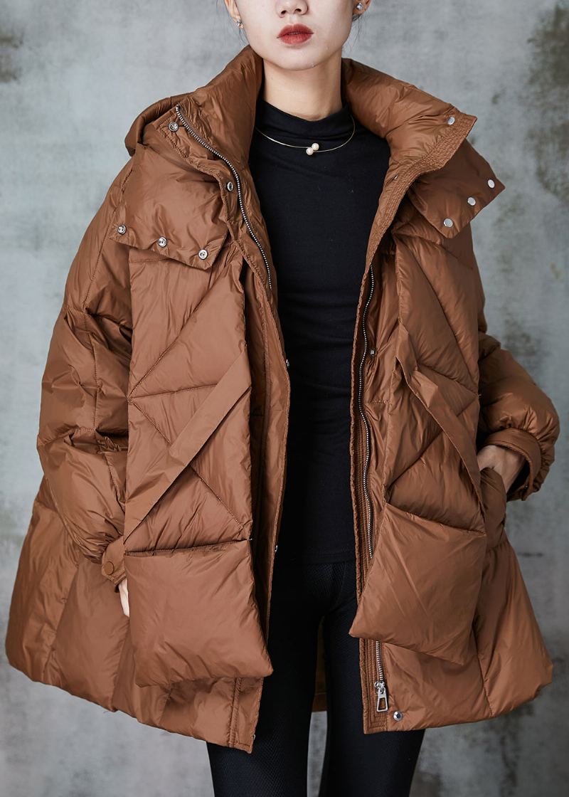 Veste Garnie De Coton Fin Caramel Poches Surdimensionnées Hiver - Doudounes femmes