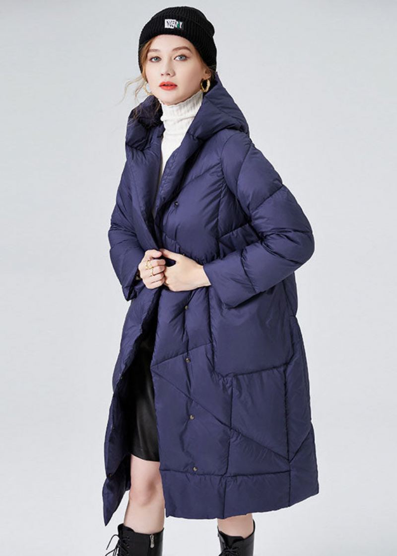 Veste D'hiver Ajustée En Duvet De Canard Épais Avec Poches À Capuche Bleues Canada Goose