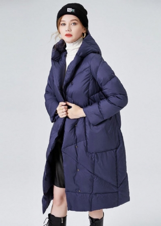 Veste D'hiver Ajustée En Duvet De Canard Épais Avec Poches À Capuche Bleues Canada Goose