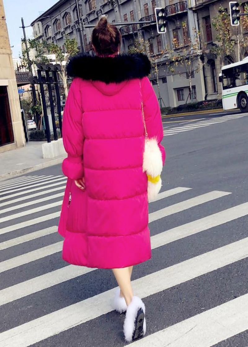 Veste D'hiver Chaude Et Tendance Grande Taille Manteau Rose À Capuche Et Fermeture Éclair En Duvet De Canard - Doudounes femmes