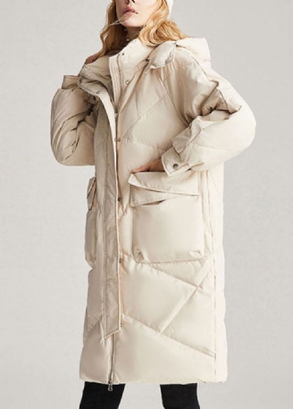 Veste D'hiver Décontractée En Duvet De Canard Beige Avec Poches Zippées Et Tendance