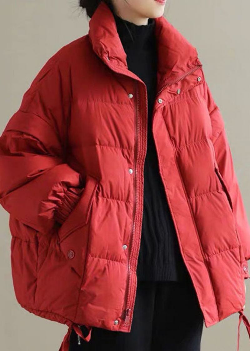 Veste D'hiver En Duvet De Canard Épais Rouge Pour Femme