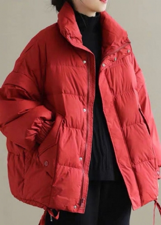 Veste D'hiver En Duvet De Canard Épais Rouge Pour Femme