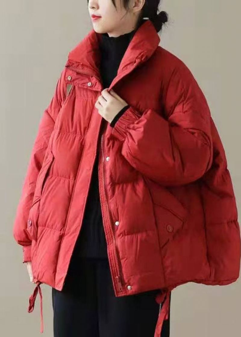 Veste D'hiver En Duvet De Canard Épais Rouge Pour Femme - Rouge