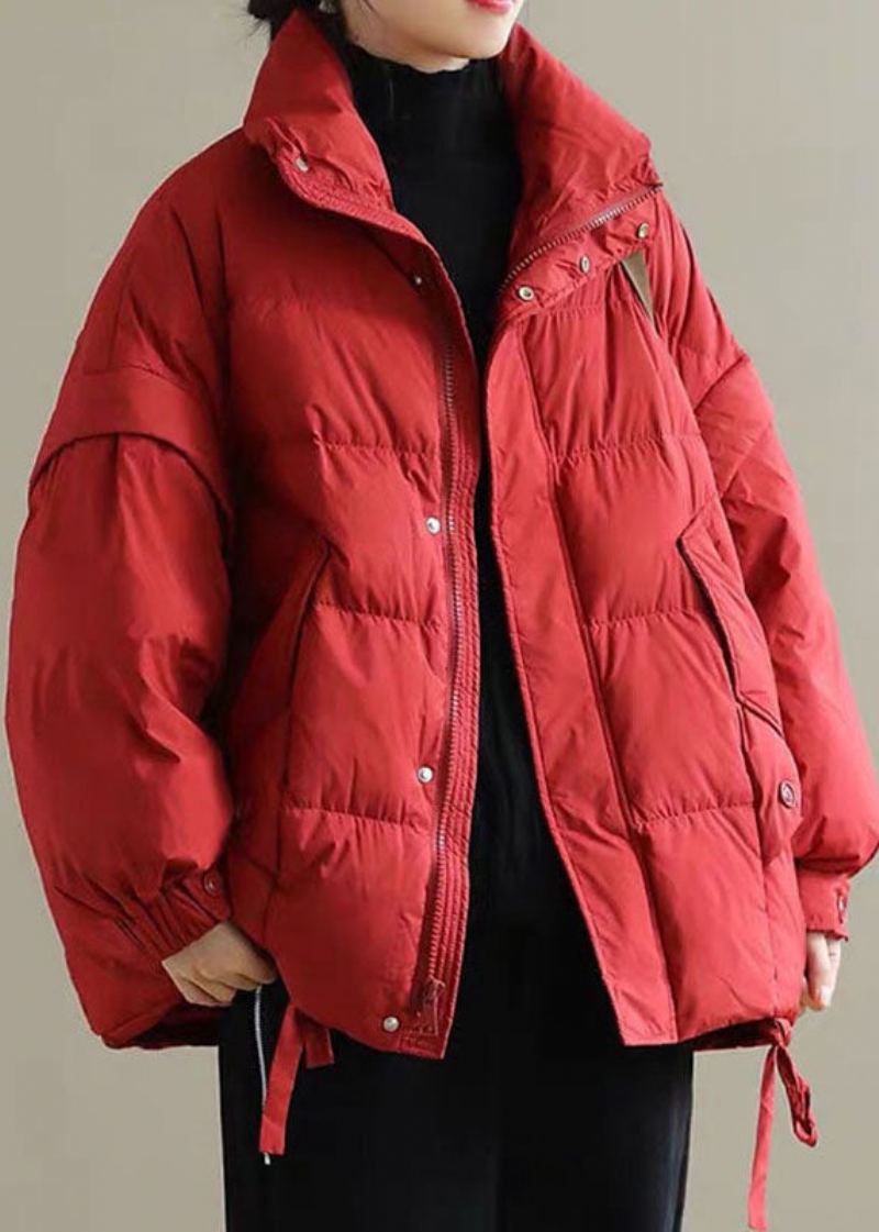 Veste D'hiver En Duvet De Canard Épais Rouge Pour Femme - Rouge