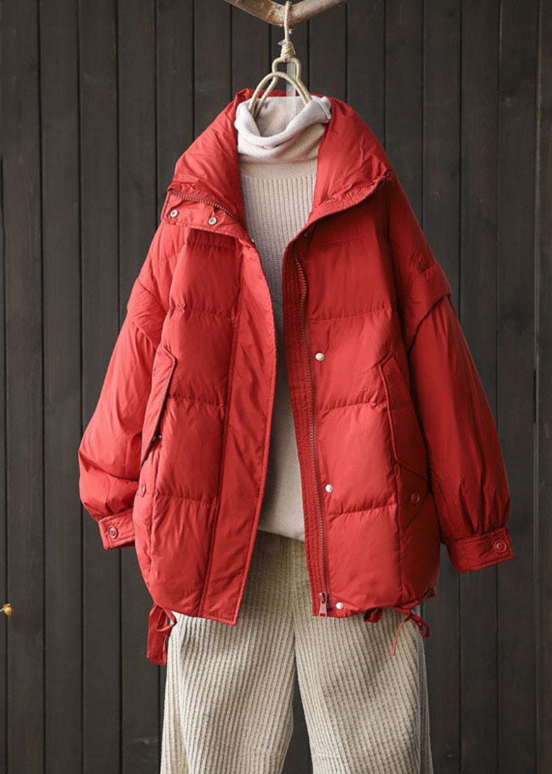 Veste D'hiver En Duvet De Canard Épais Rouge Pour Femme - Rouge