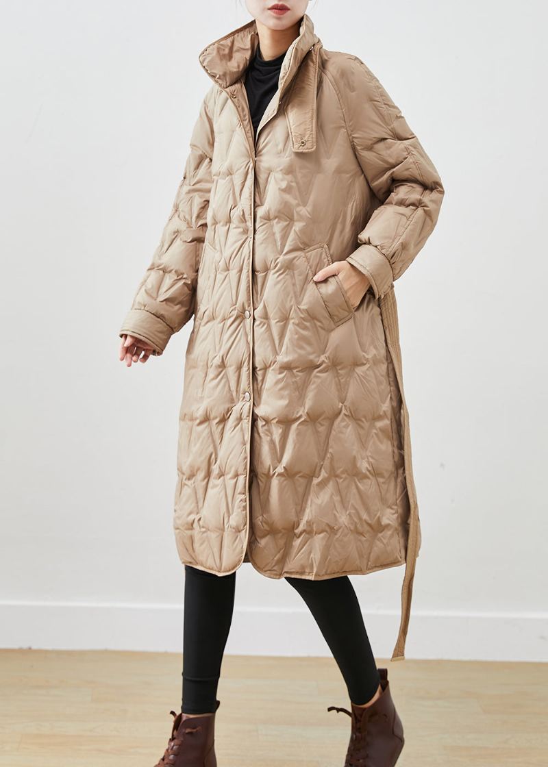 Veste D'hiver En Duvet De Canard Kaki Simple Col Montant Cravate À La Taille Canada Goose - Doudounes femmes