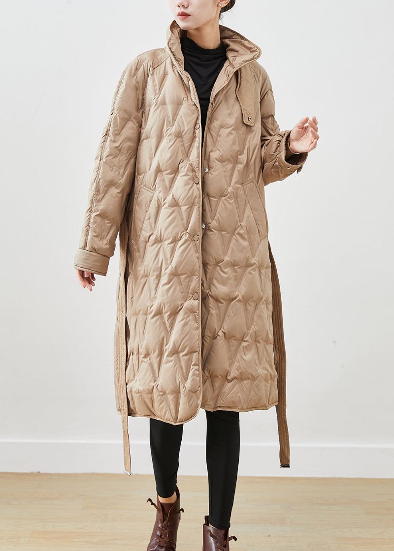 Veste D'hiver En Duvet De Canard Kaki Simple Col Montant Cravate À La Taille Canada Goose - Doudounes femmes