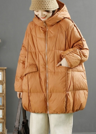 Veste D'hiver En Duvet De Canard Surdimensionné À Capuche Orange Pour Femme