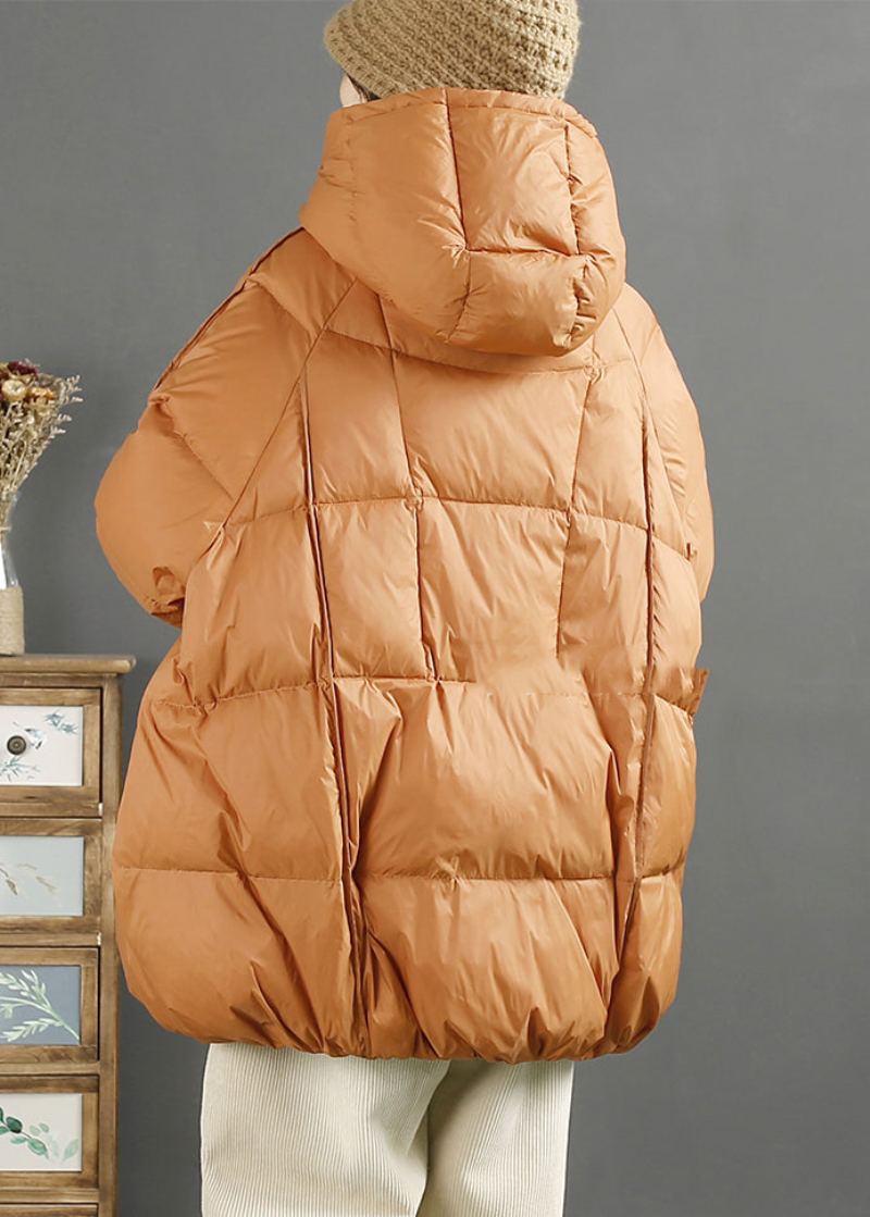 Veste D'hiver En Duvet De Canard Surdimensionné À Capuche Orange Pour Femme - Doudounes femmes