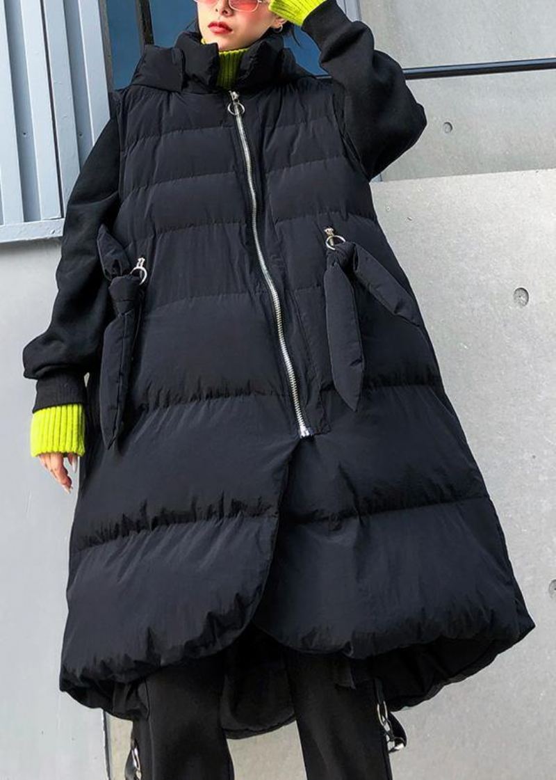 Veste D'hiver Pour Femmes Vêtements Fins Grande Taille Manteaux Parkas Noirs À Capuche Sans Manches - Doudounes femmes