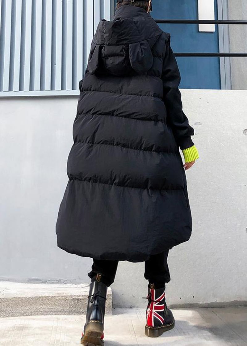 Veste D'hiver Pour Femmes Vêtements Fins Grande Taille Manteaux Parkas Noirs À Capuche Sans Manches - Doudounes femmes