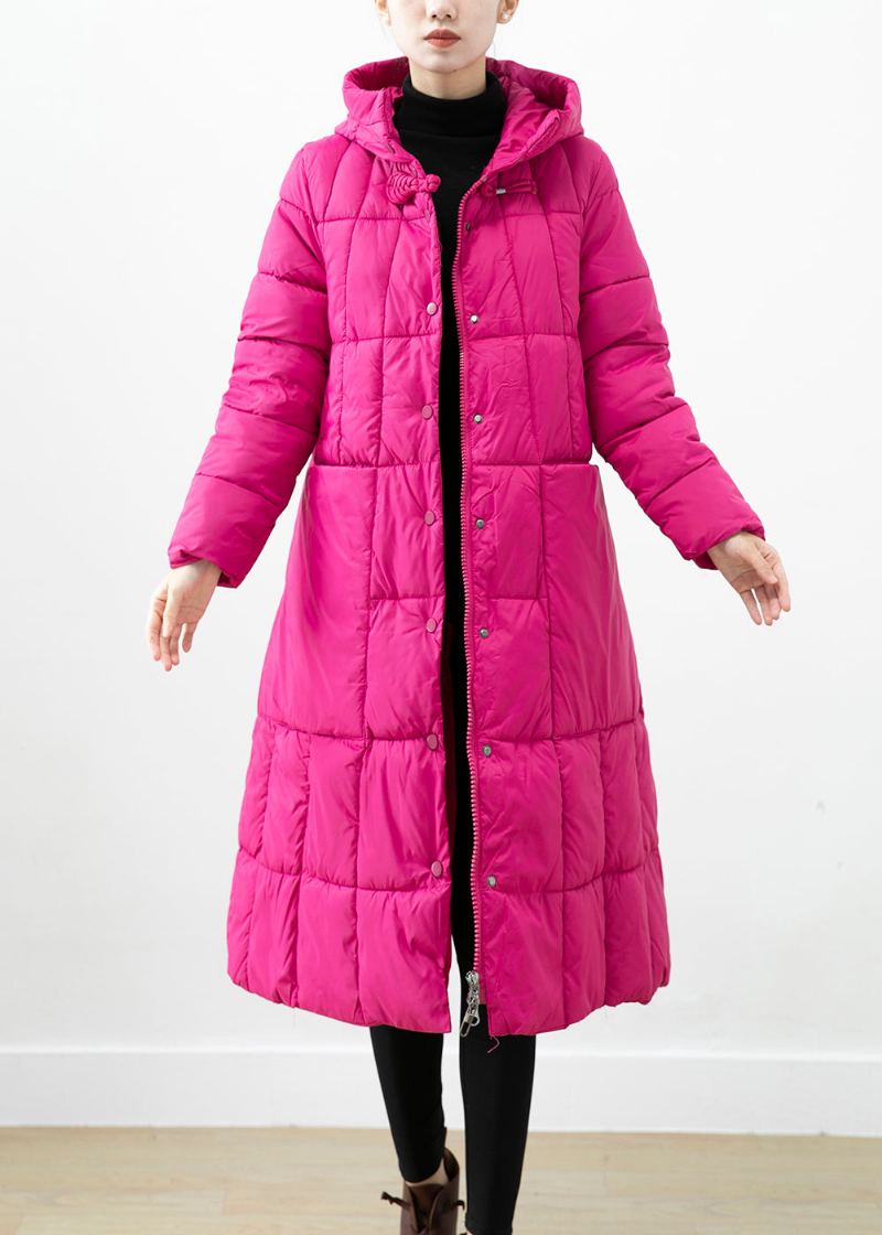 Veste Matelassée À Capuche Avec Poches En Coton Fin Rose Italienne Hiver - Doudounes femmes