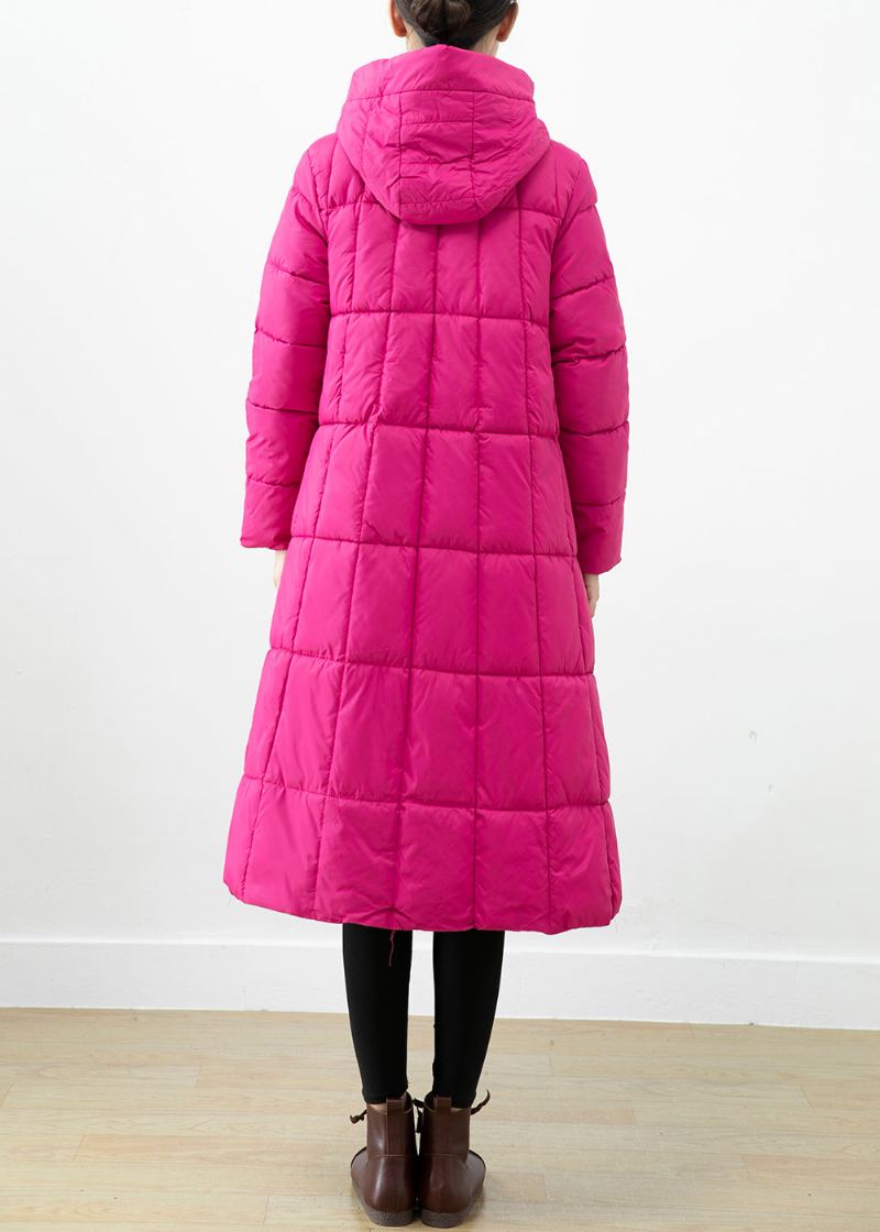 Veste Matelassée À Capuche Avec Poches En Coton Fin Rose Italienne Hiver - Doudounes femmes