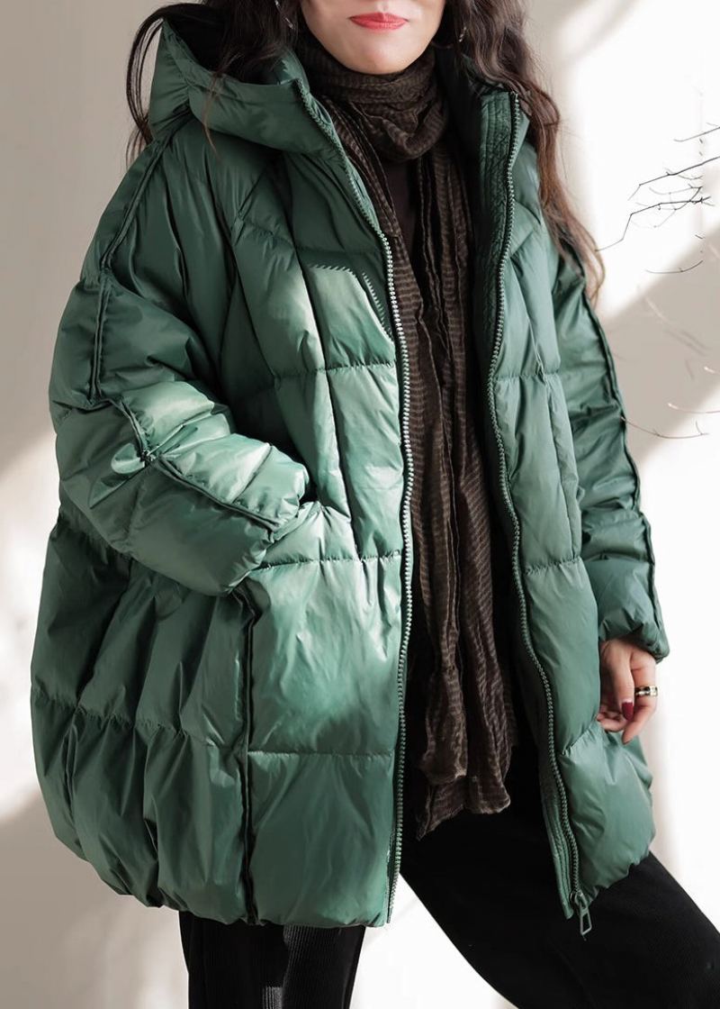 Veste Parka Remplie De Coton Fin Avec Poches Surdimensionnées Vert Français Hiver - Doudounes femmes