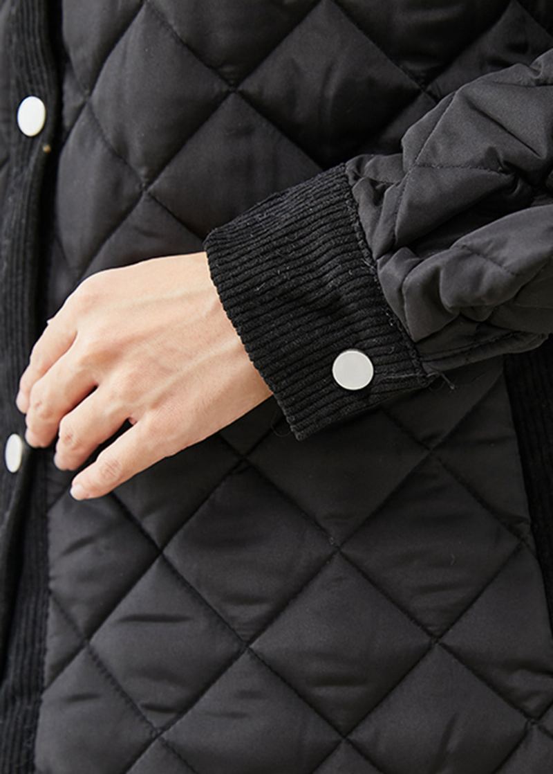 Veste Witner Noire Surdimensionnée En Patchwork De Coton Fin Remplie De Bricolage - Doudounes femmes