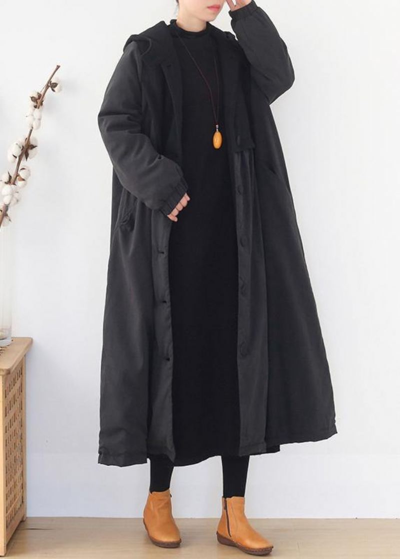 Vestes Bouffantes Chaudes Et Tendance Grande Taille Parka Patchwork À Capuche Noire Pour Femmes Manteaux - Doudounes femmes