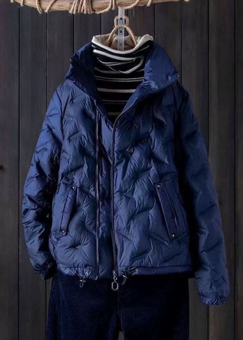 Vestes Bouffantes Courtes Bleues Simples Manteau D'hiver En Duvet Vêtements D'extérieur - Bleu