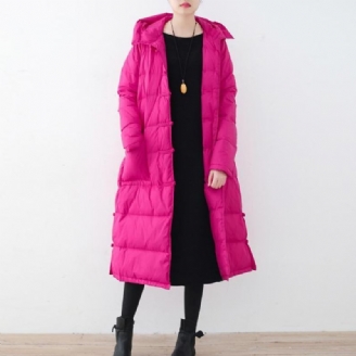 Vestes Bouffantes Fines Rose Rouge Doudoune Ample Vêtements D'extérieur À Capuche Bouton Chinois Nouvelle Collection Hiver